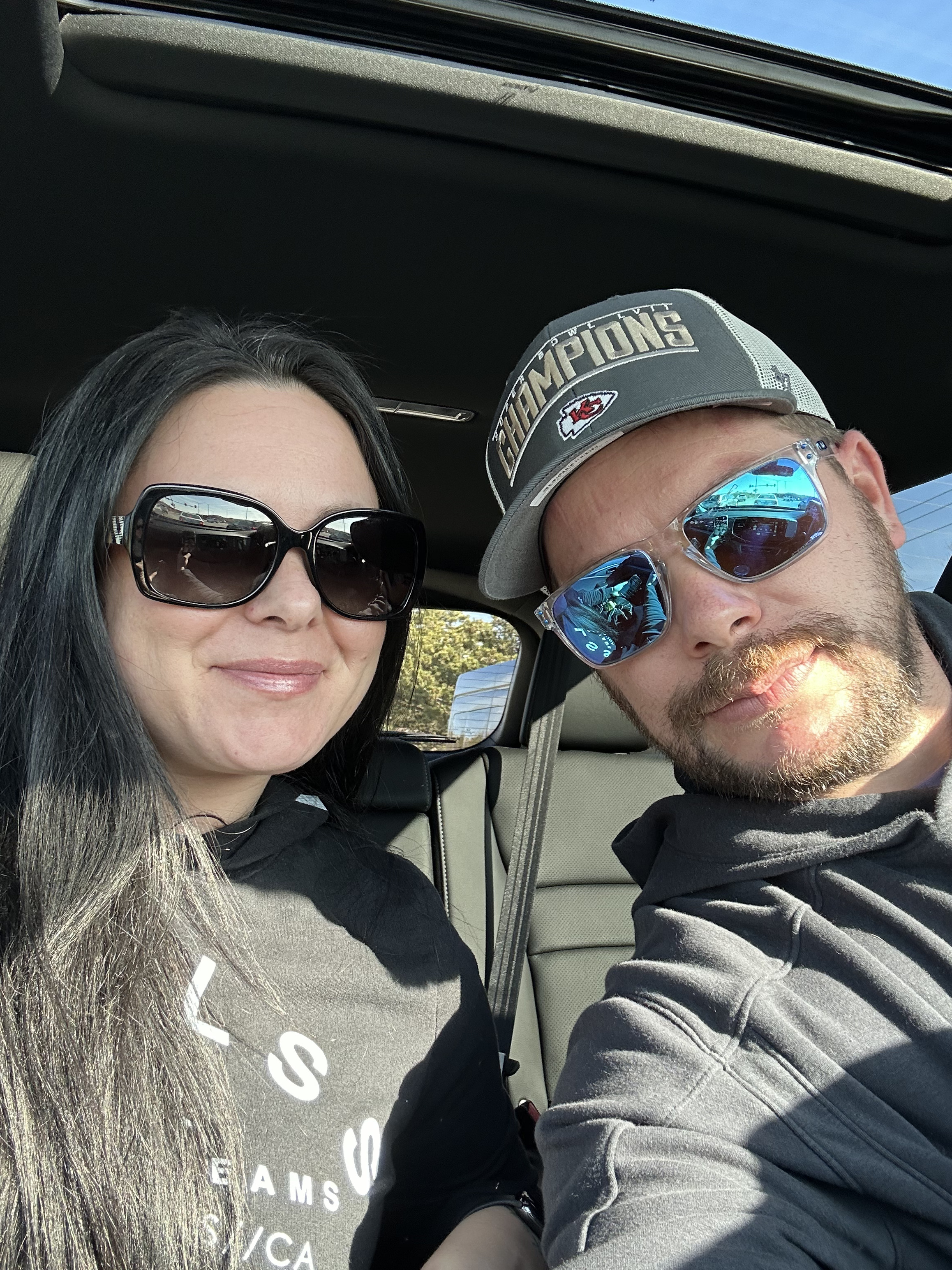 Courtney Orr and her partner on a road trip from Kansas